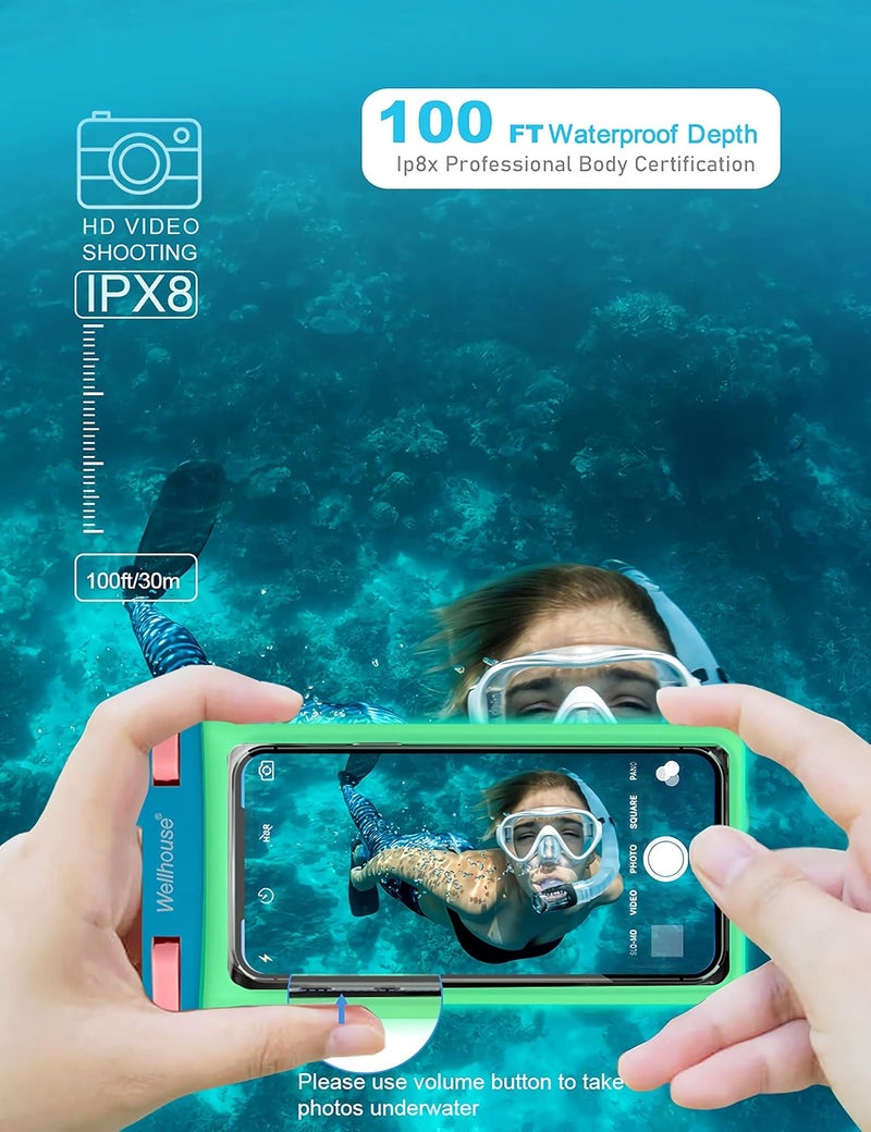 Wellhouse Waterproof Phone Pouch, Waterproof Phone Case for iPhone 16 15 14 13 12 Pro Max XS Samsung, IPX8 3D Cellphone Dry Bag Beach Essentials (1 Pack - Luminous Blue7.0, 7 inch) - Image 4